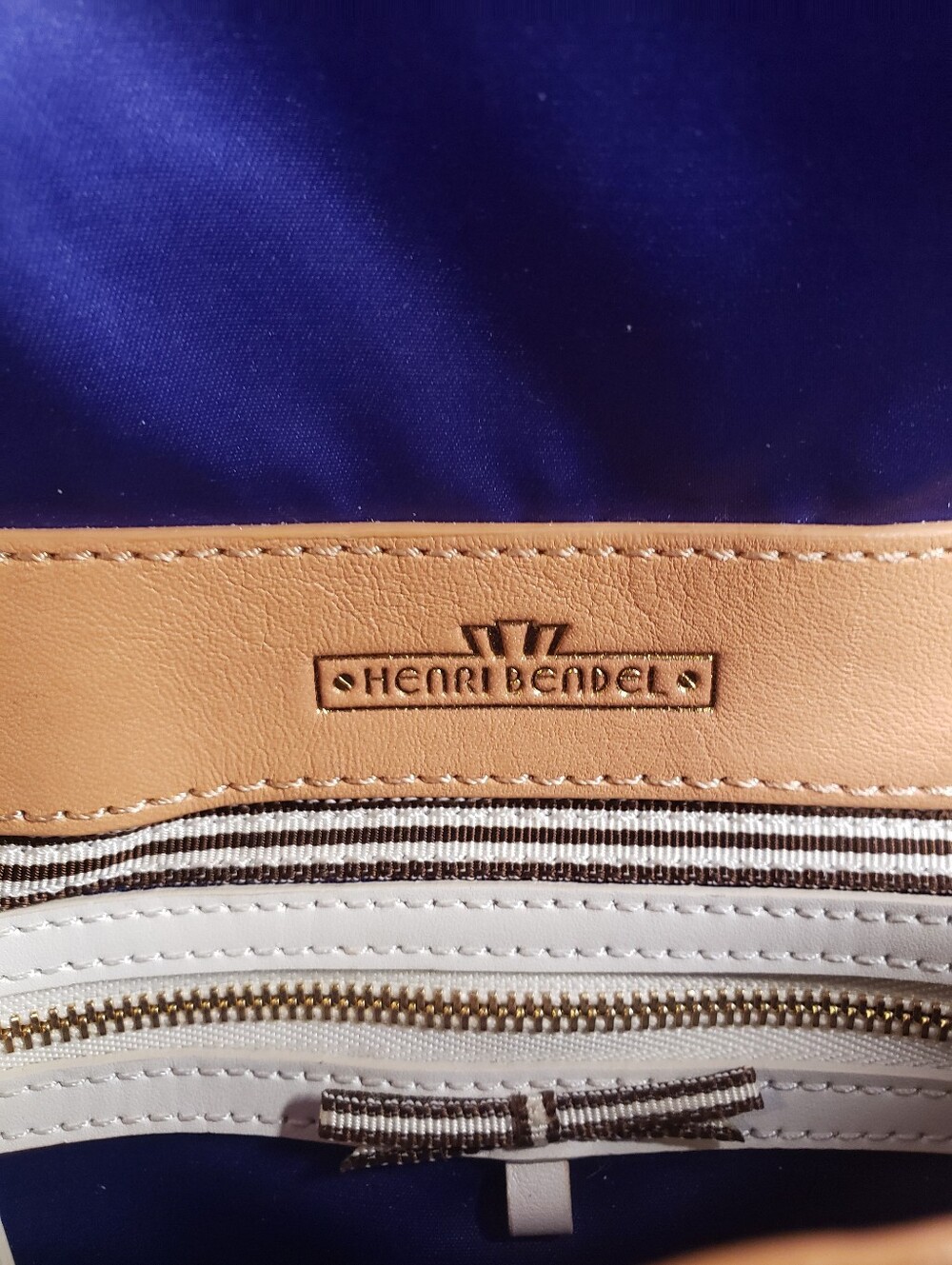 henri bendel Signature West 57 Striped Chain Crossbody w/ Tan Leather Trim NWT! - Picture 7 of 10